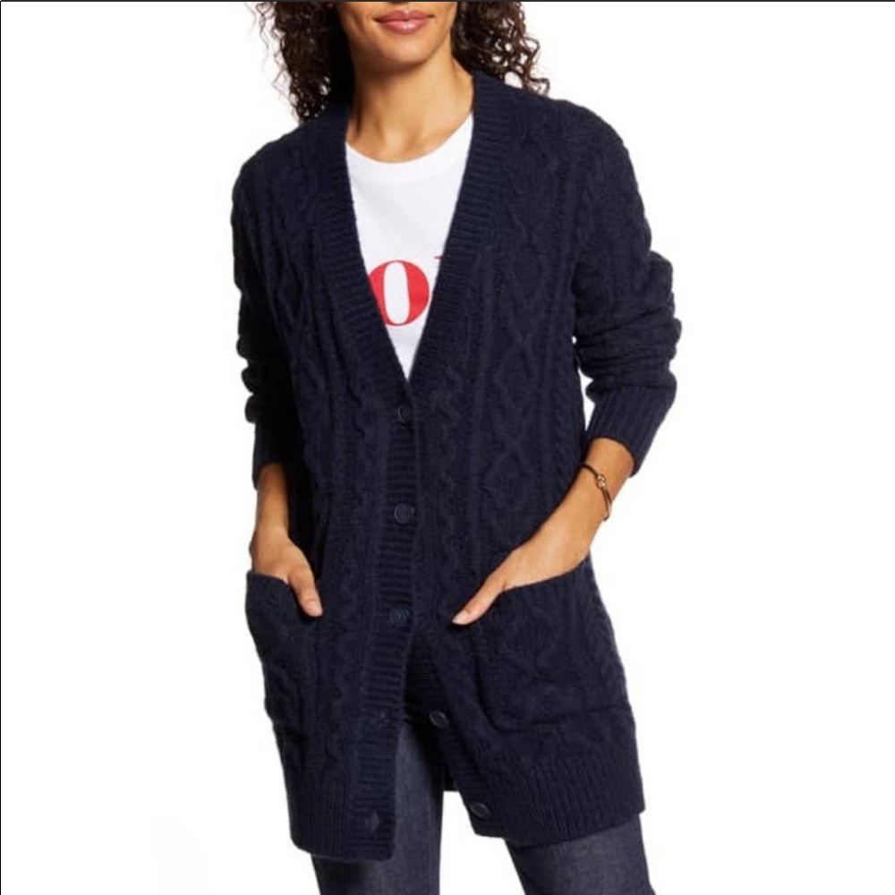1901 Nordstrom Fisherman cable knit cardigan